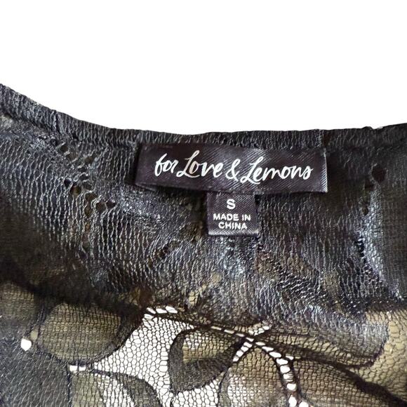 For Love & Lemons Black Floral Lace Puff Sleeve Crop Top Size Small - Picture 10 of 10